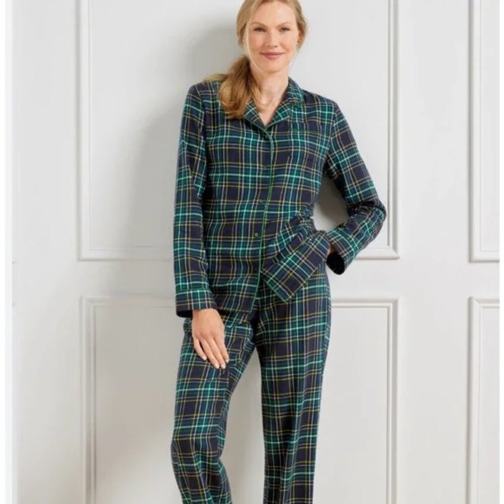 Talbots Plaid Cotton Flannel Cabin Pajamas S